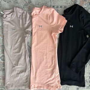Under Armour Pink, Gray, and Black Tops Set